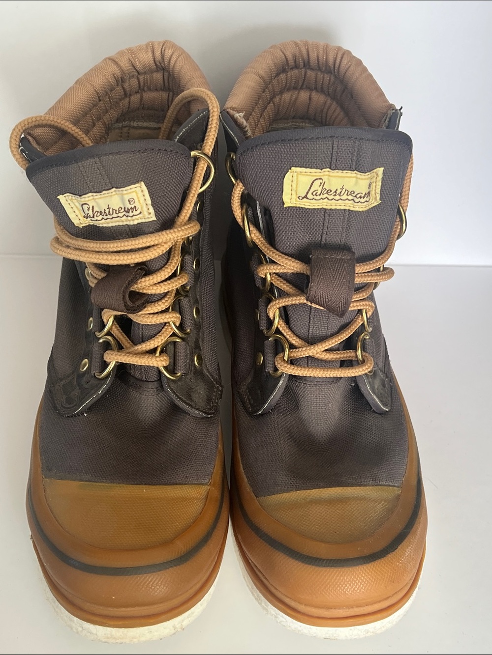 Men's Brown and Gray Fly Fishing Wader Waterproof Lace-Up Boots Felt Bottom